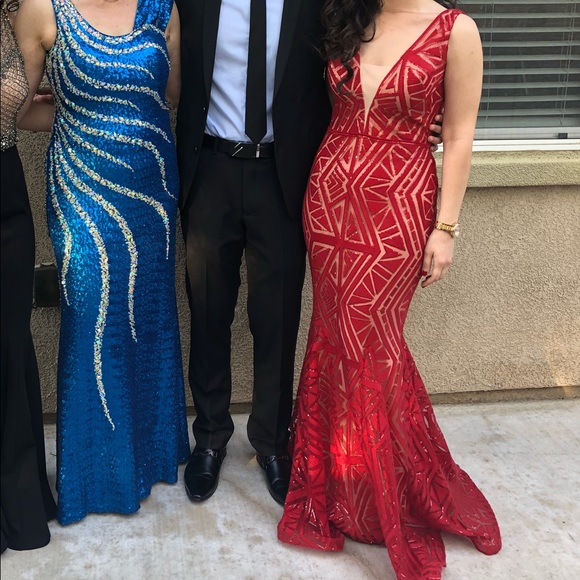 Red Nicole Bakti Prom Dress/ 2017 FW Collection. - Picture 4 of 6